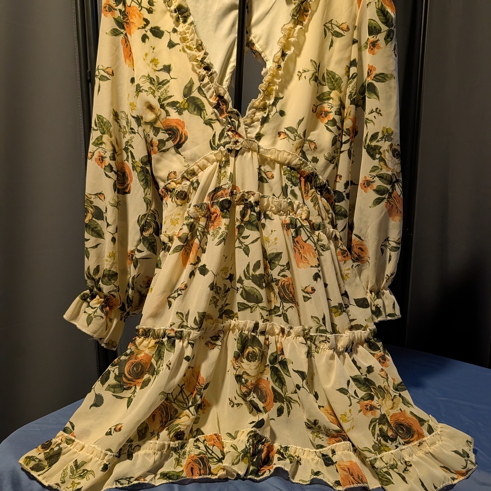 Floral Ruffle Dress Justify XL Backless Ruffle Tiered